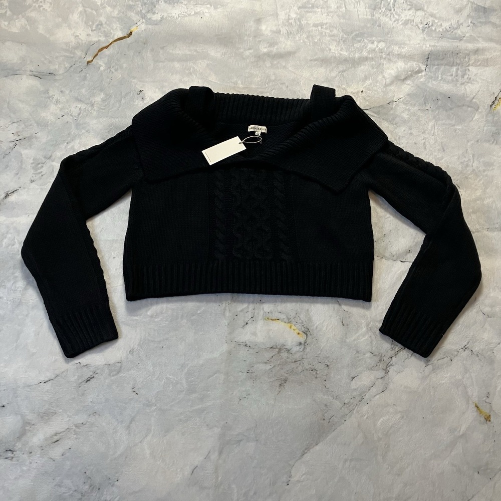 Moon River Sweater Womens Size Large Black Long Sleeve Off The Shoulder